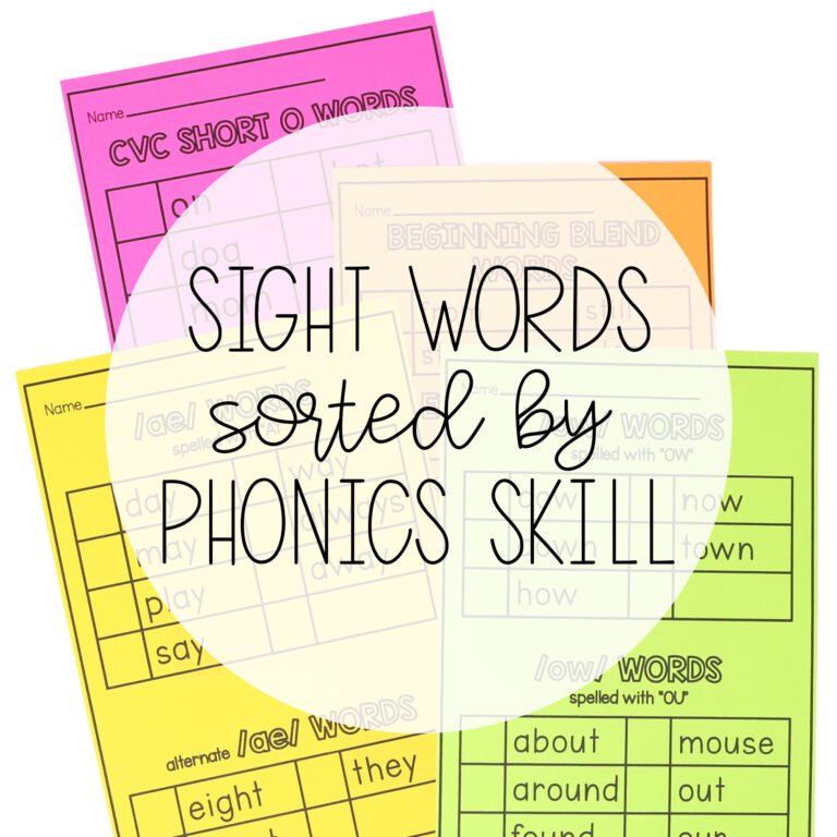 Sight Words Lists by Phonics Skill