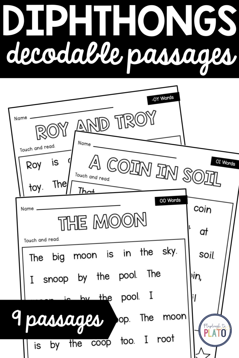 Diphthongs Decodable Passages - Playdough To Plato