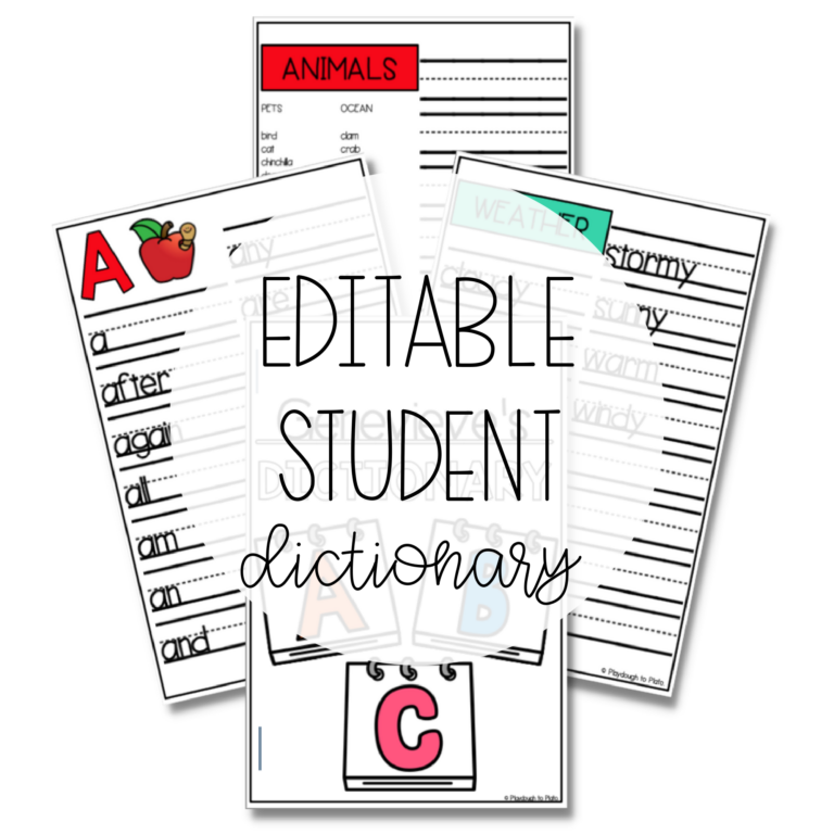 EDITABLE Student Dictionary Playdough To Plato