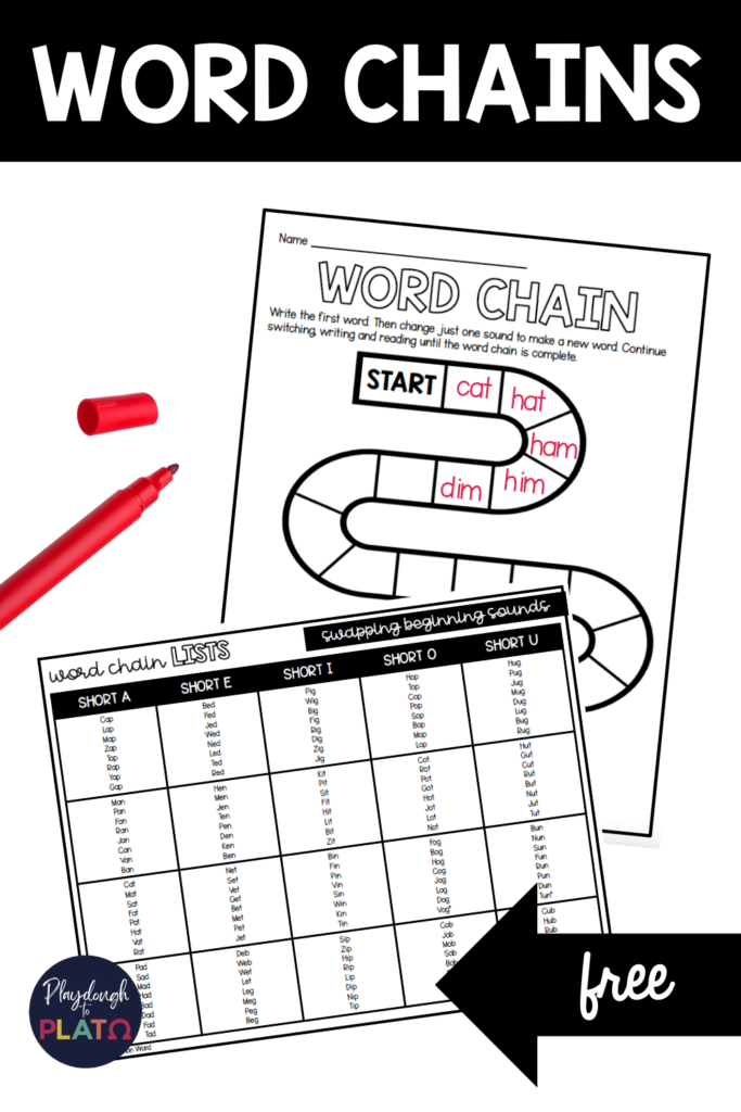 Word Chain list and printable record sheet