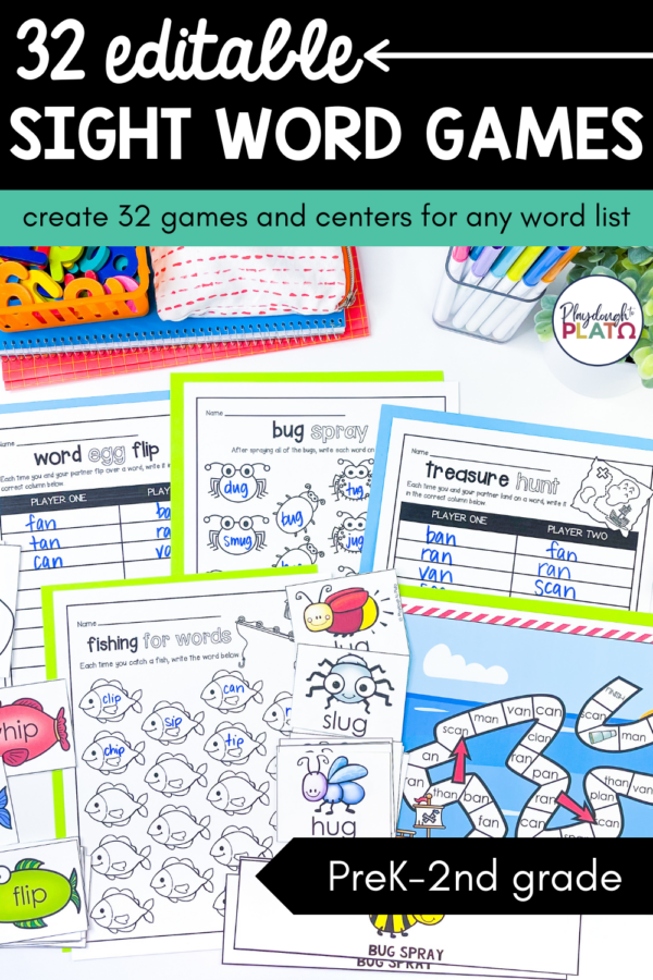 32 EDITABLE Sight Word Games - Playdough To Plato