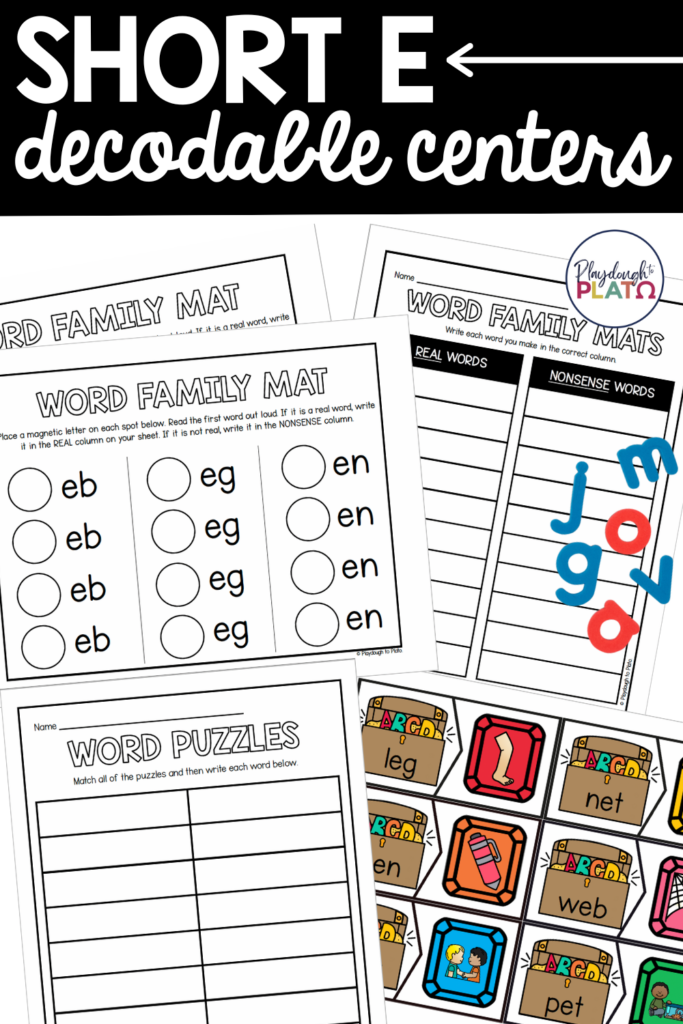 Decodable Short E Centers - Playdough To Plato