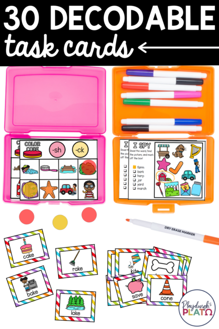 Decodable Task Cards Bundle - Playdough To Plato