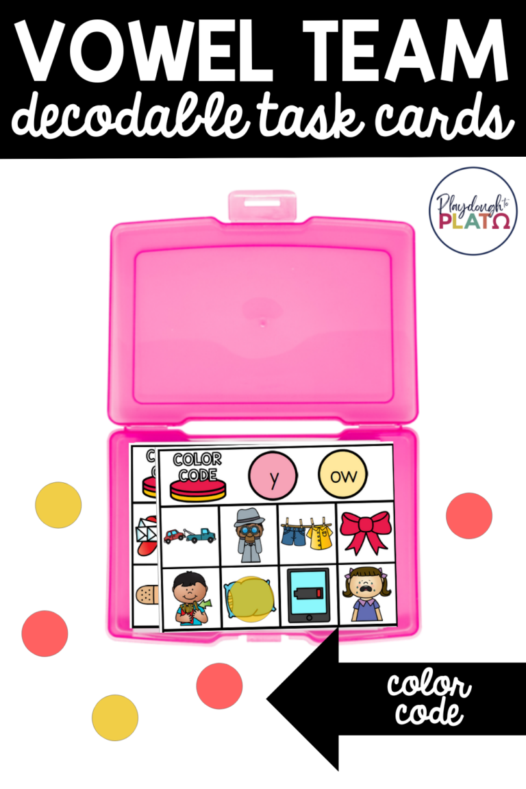 Decodable Vowel Team Task Cards - Playdough To Plato